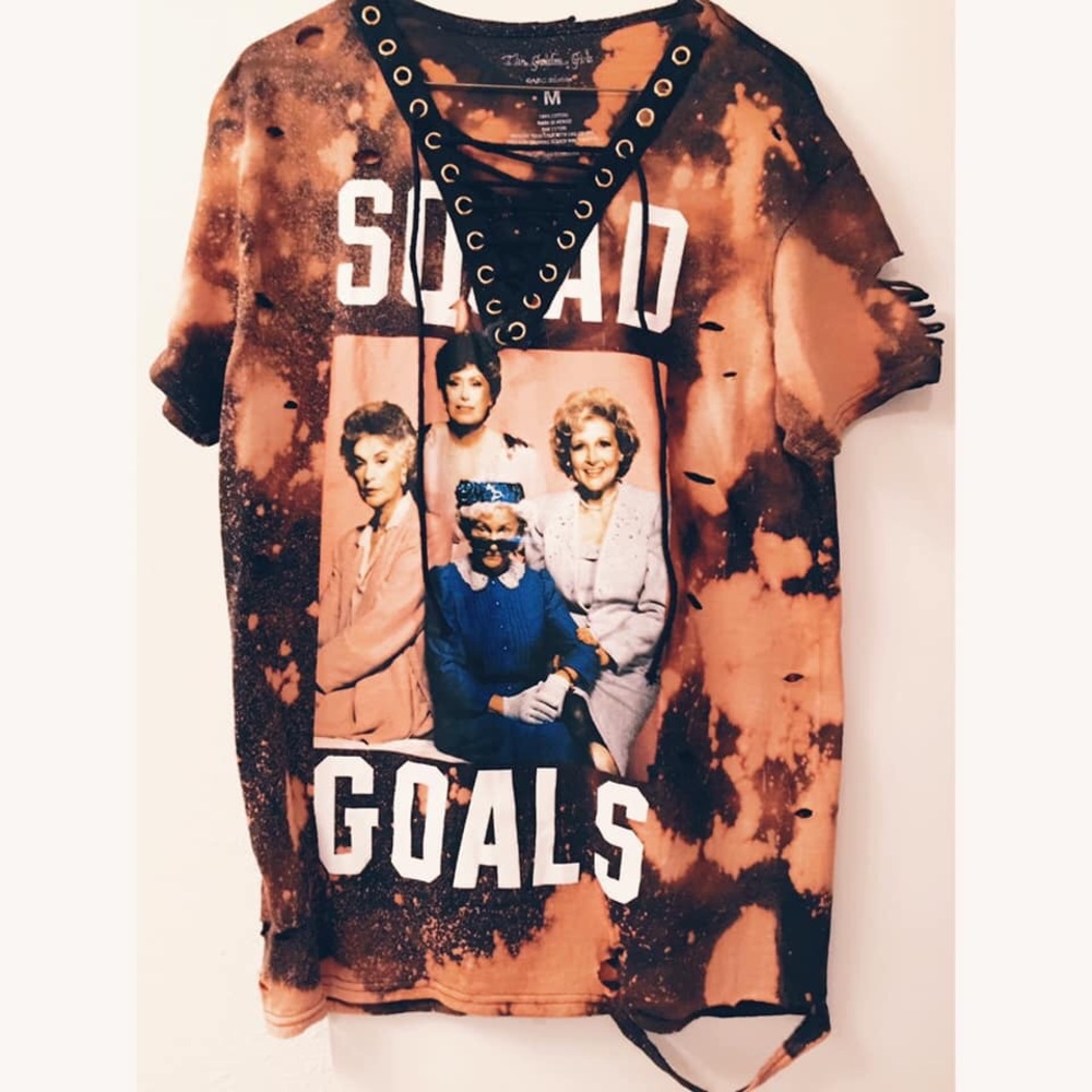 Distressed Squad Goals Lace Tee